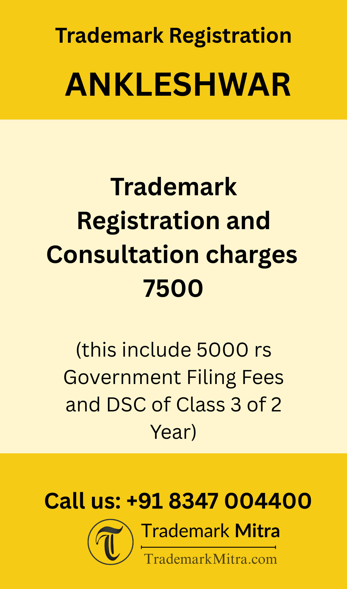trademark registration charges in Ankleshwar