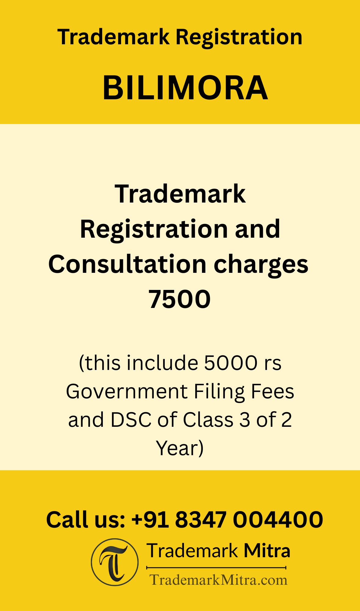 trademark registration charges in Bilimora