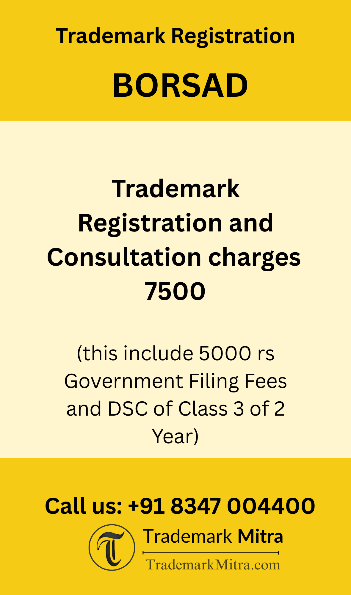 trademark registration charges in Borsad