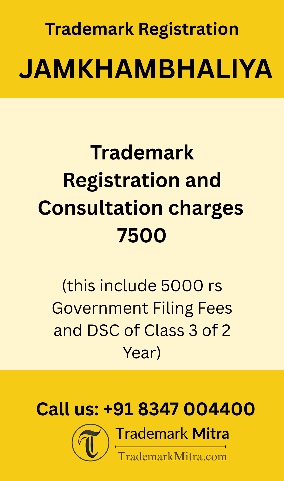 trademark registration charges in Jamkhambhaliya
