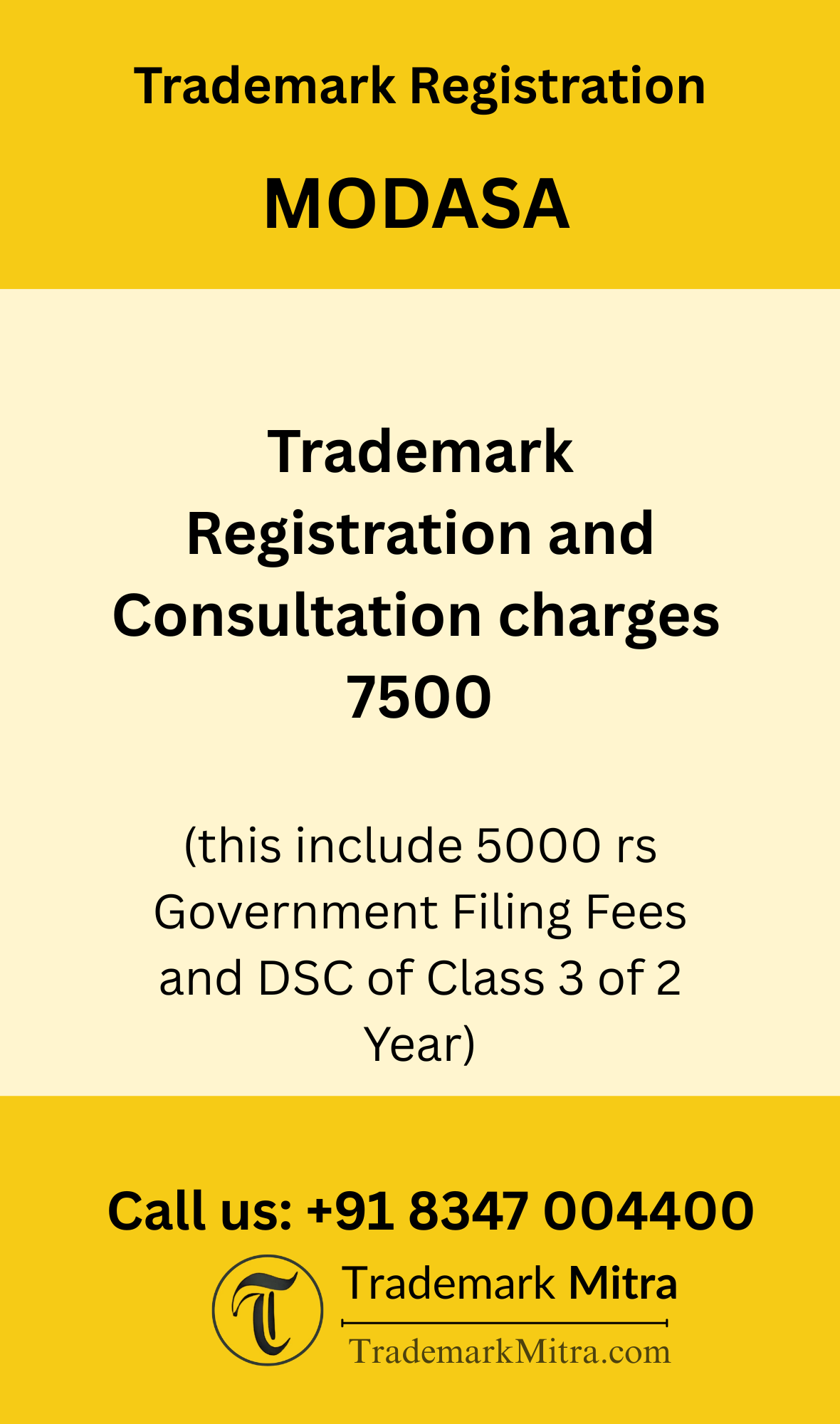 trademark registration charges in Modasa
