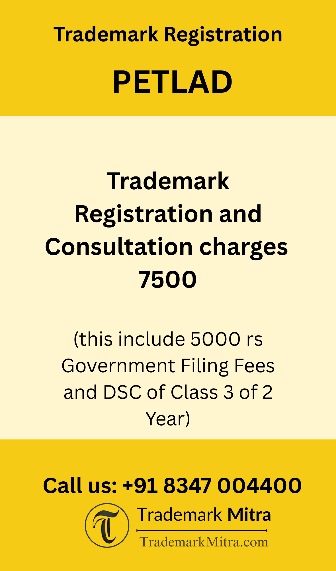 trademark registration charges in Petlad
